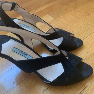 Prada Black Suede Sandals